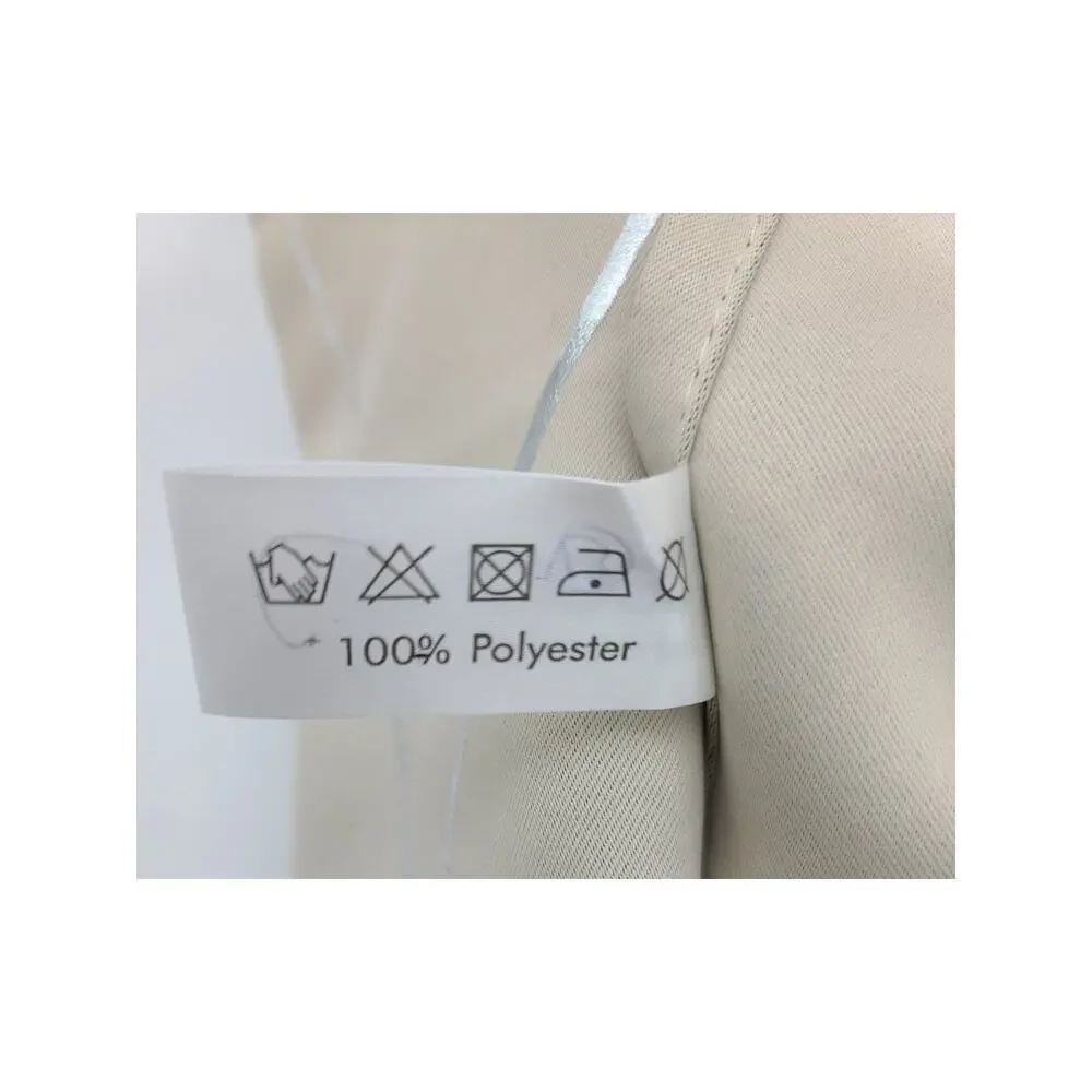 NWOT Deconova 4 Panel Curtains 42W x 54L Beige & Silver Foil Print Rod Grommets